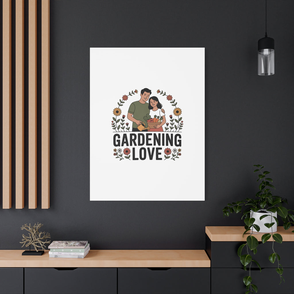 Gardening Love Canvas Print — Couple Gardening Wall Art