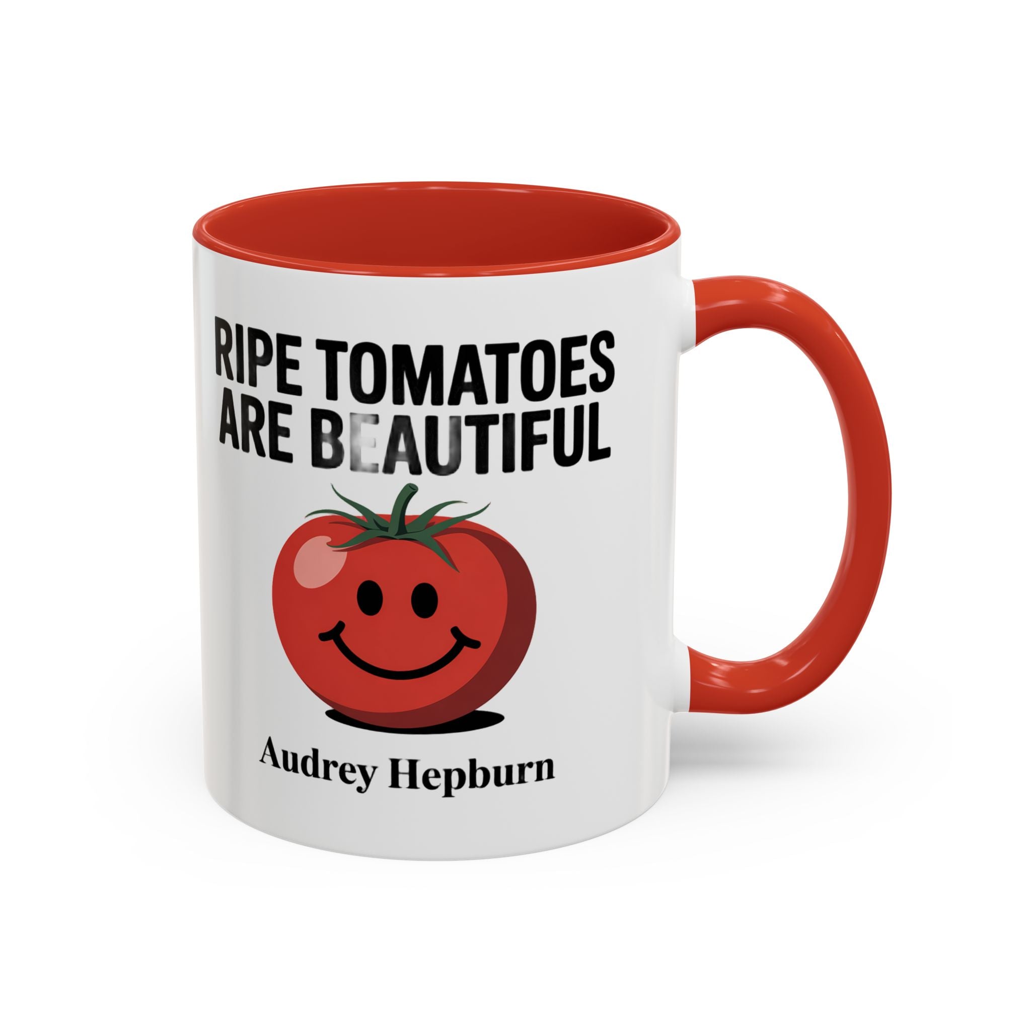 Accent Coffee Mug — "Ripe Tomatoes Are Beautiful" Audrey Hepburn Quote Mug