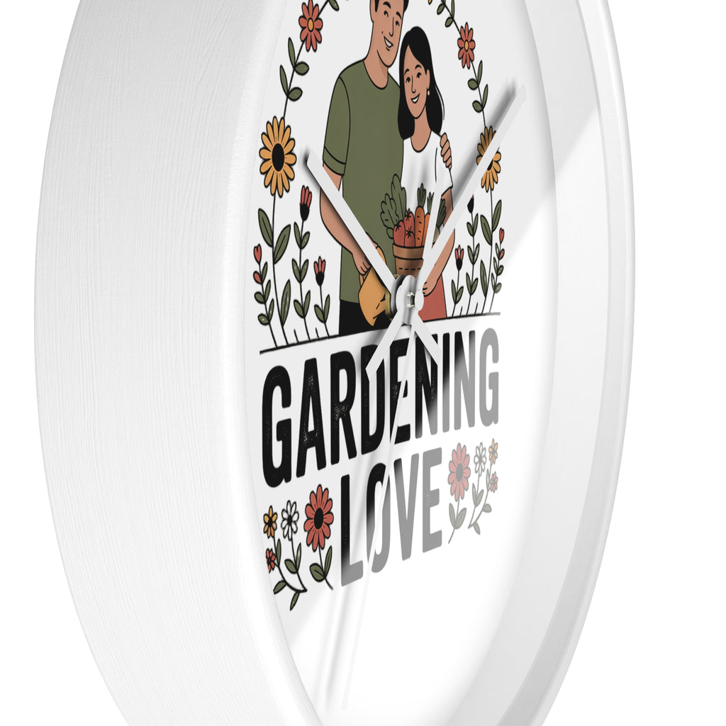 Gardening Love Wall Clock — Couple Floral Garden Decor