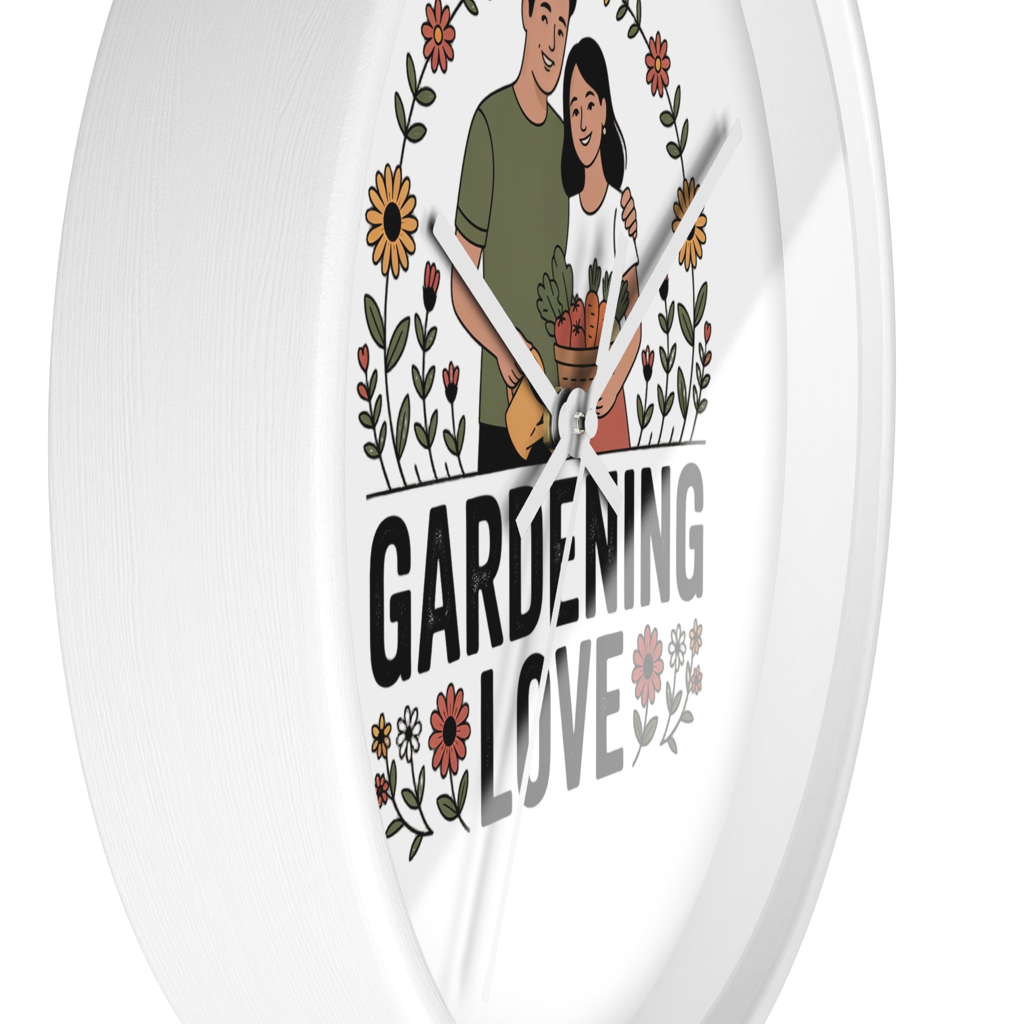 Gardening Love Wall Clock — Couple Floral Garden Decor
