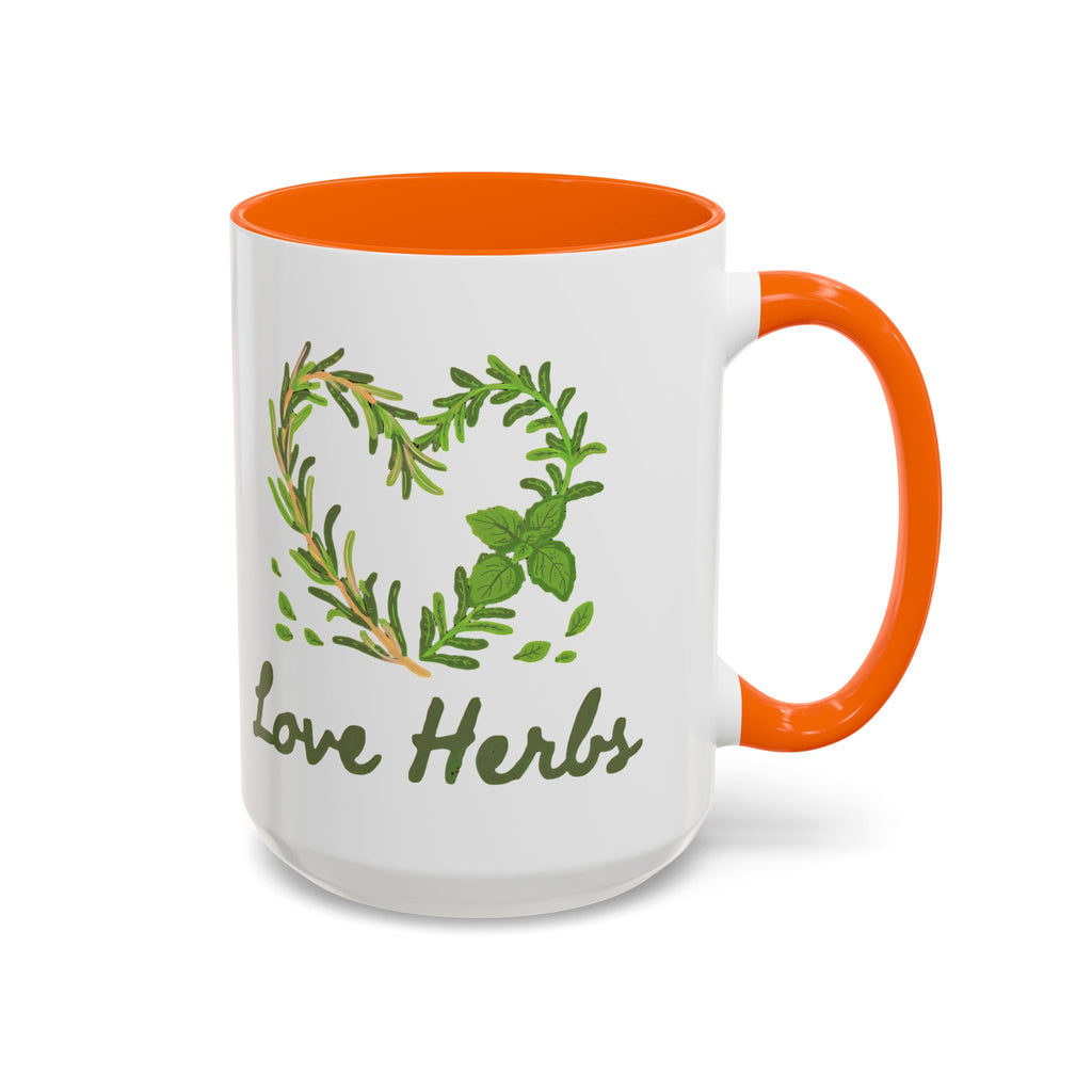 Herb Heart Accent Coffee Mug – “Love Herbs” Botanical Tea & Coffee Cup