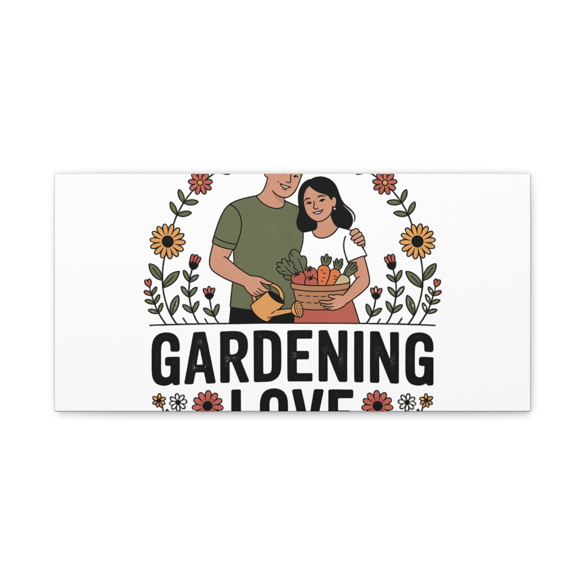 Gardening Love Canvas Print — Couple Gardening Wall Art
