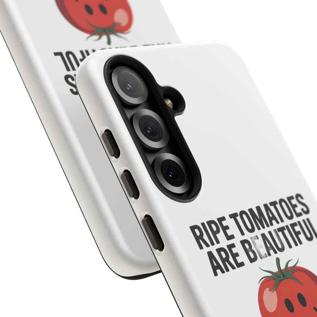 Phone Case — "Ripe Tomatoes Are Beautiful" Audrey Hepburn Quote with Smiling Tomato Graphic
