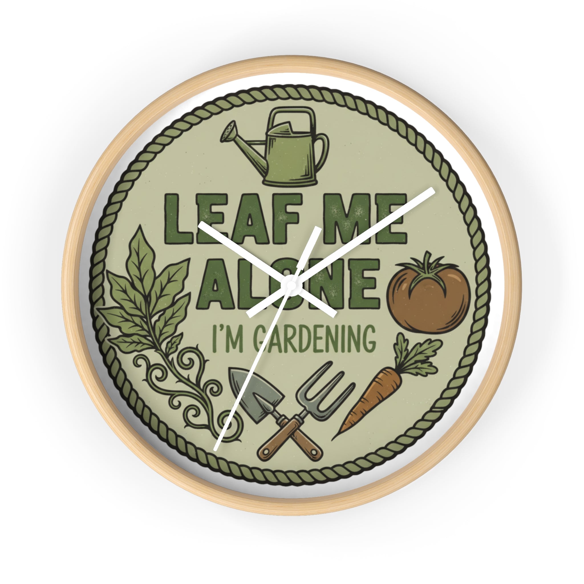 Leaf Me Alone I’m Gardening Wall Clock — Funny Gardener Decorative Clock