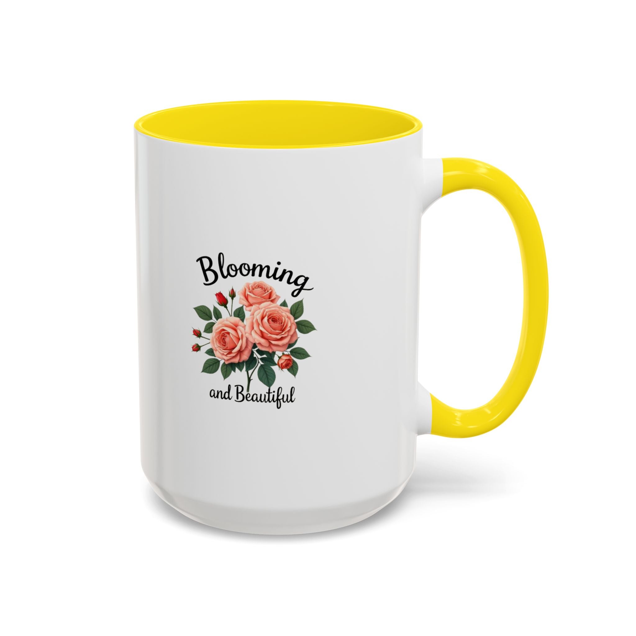 Blooming and Beautiful Accent Coffee Mug - Floral Rose Gift for Mom