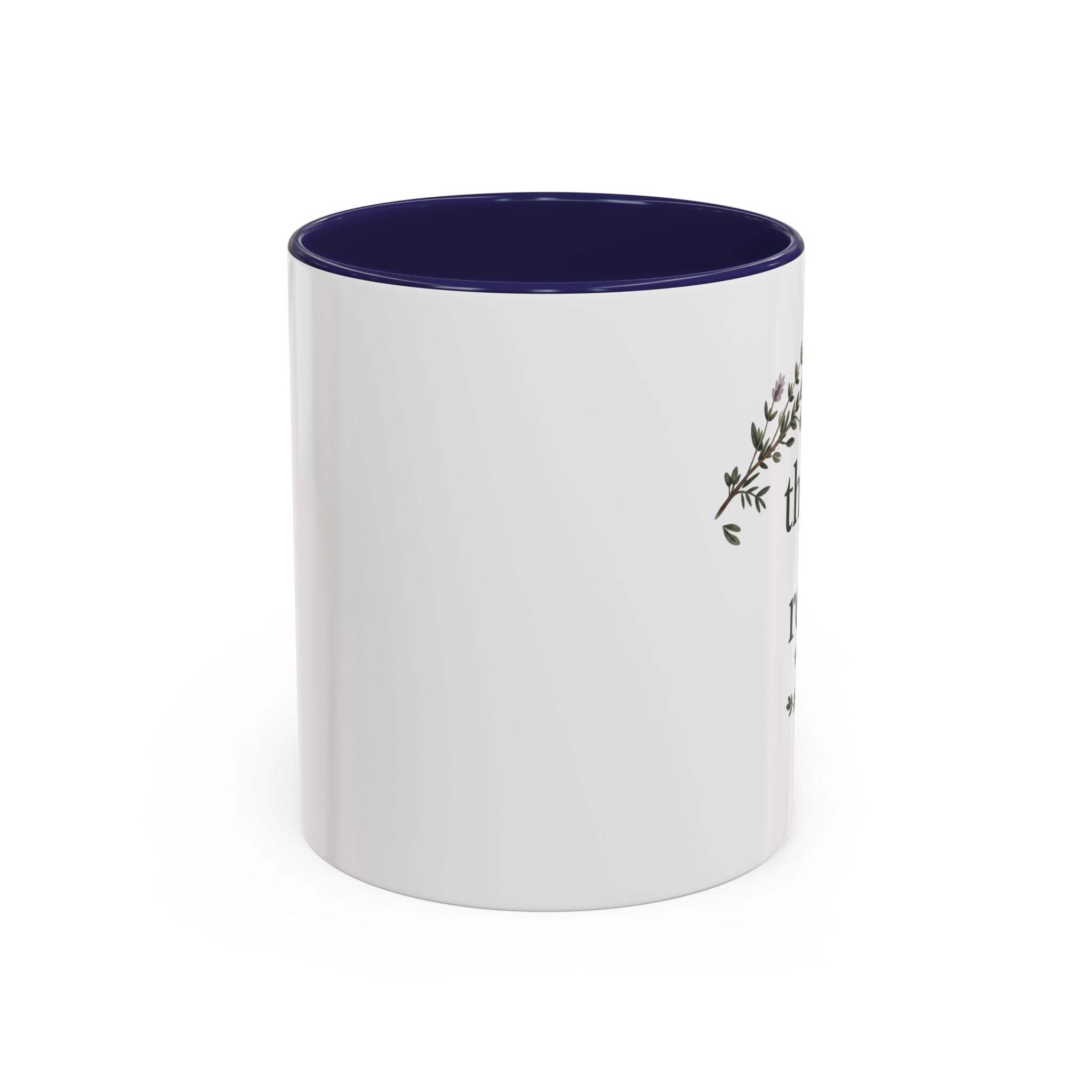 Thyme to Relax Accent Coffee Mug — Herbal Tea & Coffee Cup, Floral Kitchen Gift