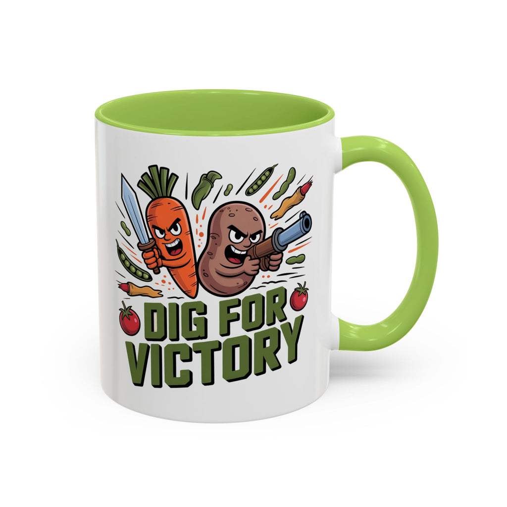 Dig For Victory Coffee Mug — Garden Veggie Cartoon Accent Mug (11/15oz)