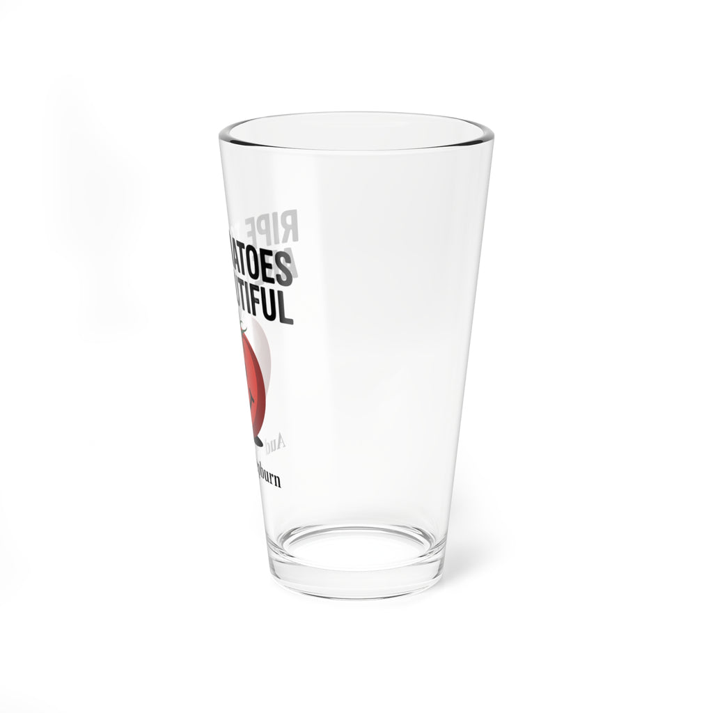Mixing Glass - "Ripe Tomatoes Are Beautiful" Audrey Hepburn Quote with Smiling Tomato Graphic (16oz)