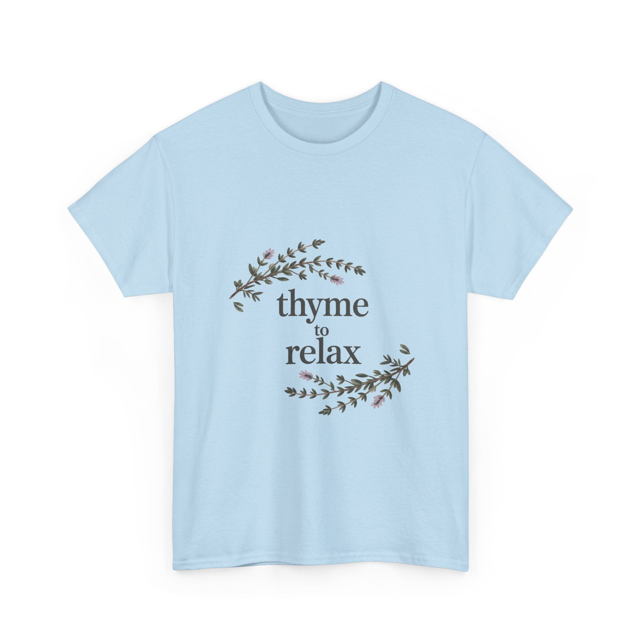 Relax Tee — “Thyme to Relax” Herbal Floral Graphic T-Shirt
