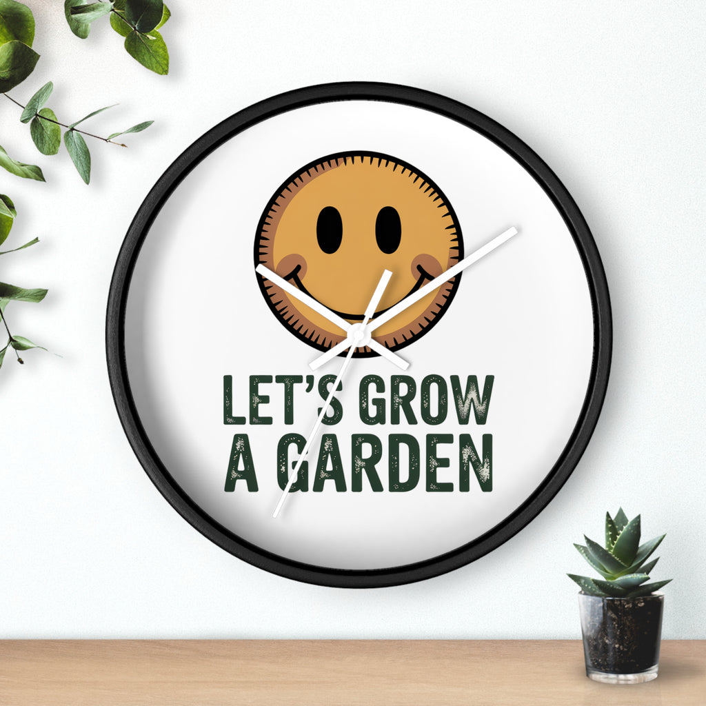 Garden Smile Wall Clock – "Let's Grow a Garden" Decorative Clock for Gardeners