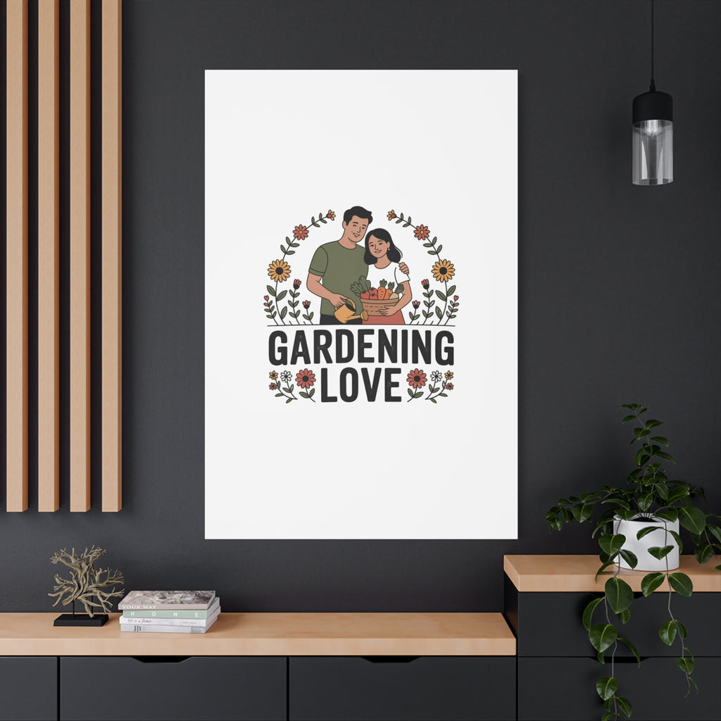 Gardening Love Canvas Print — Couple Gardening Wall Art
