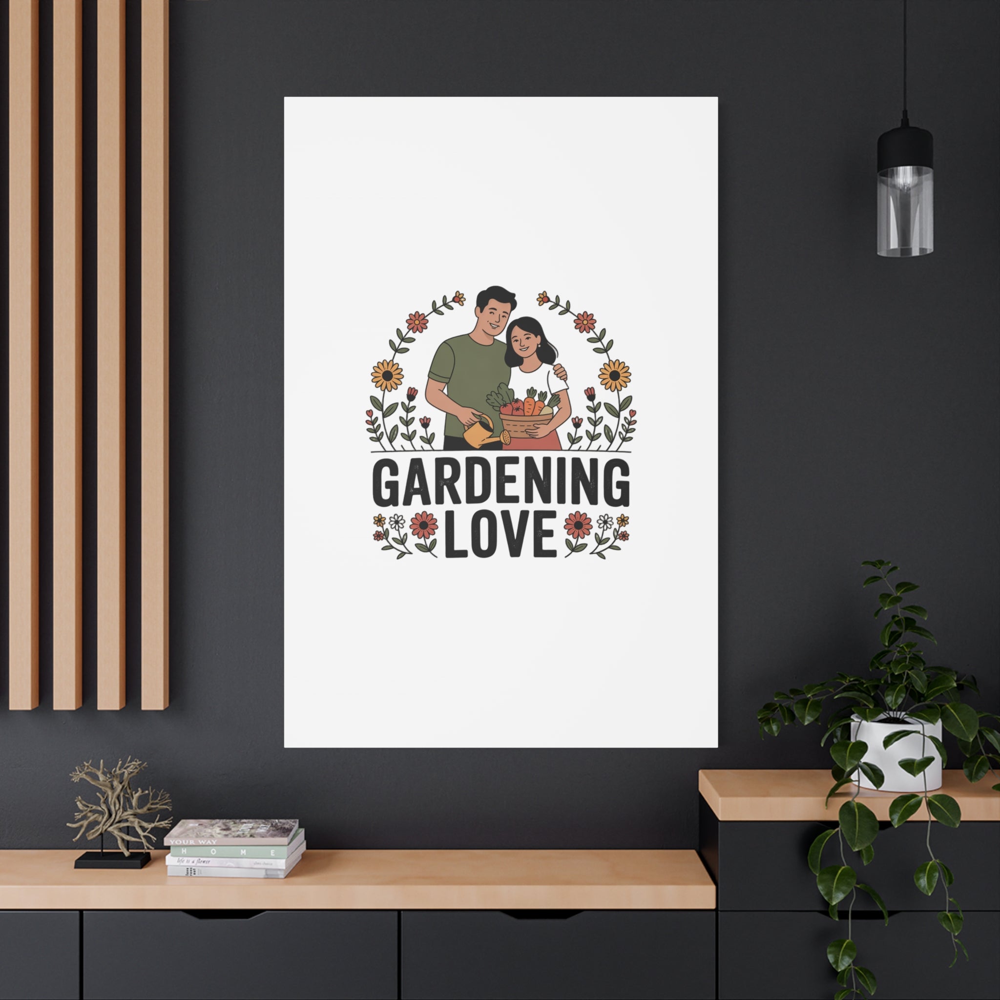 Gardening Love Canvas Print — Couple Gardening Wall Art