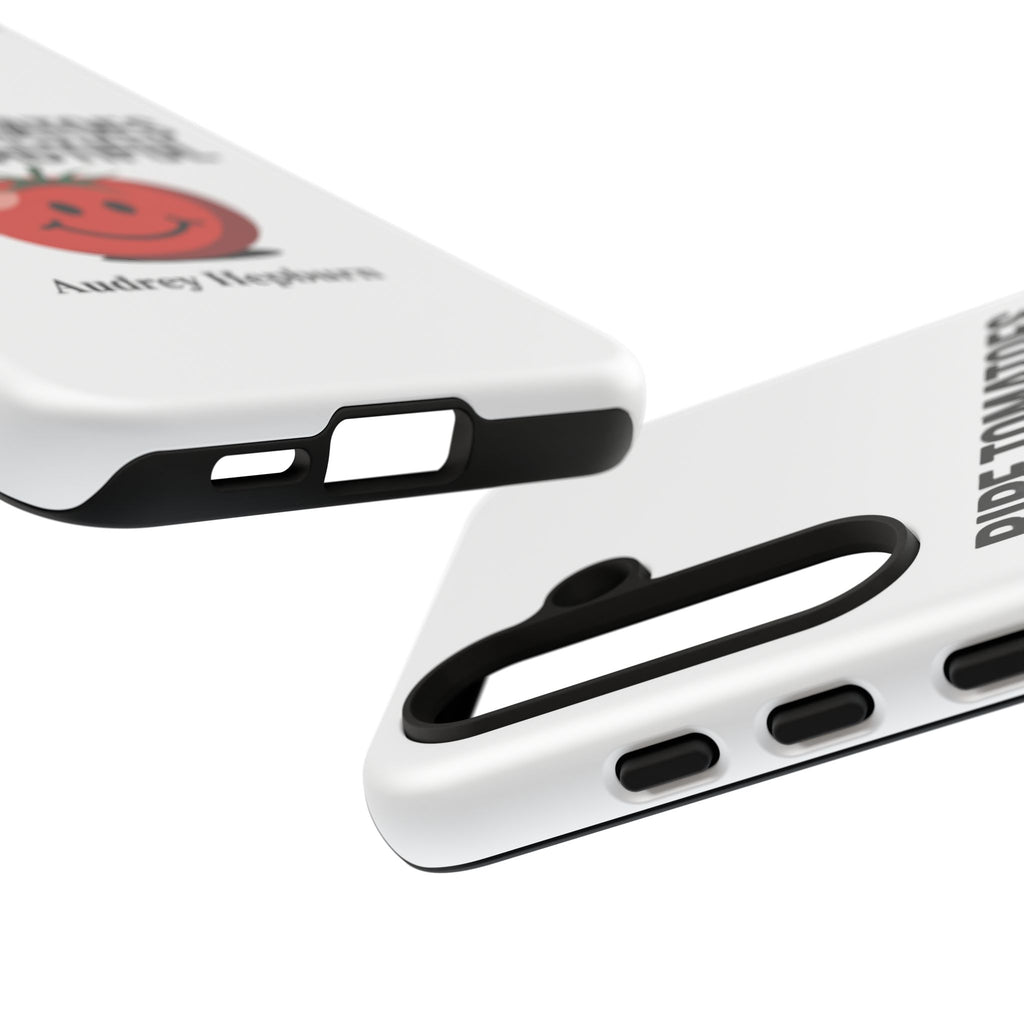 Phone Case — "Ripe Tomatoes Are Beautiful" Audrey Hepburn Quote with Smiling Tomato Graphic