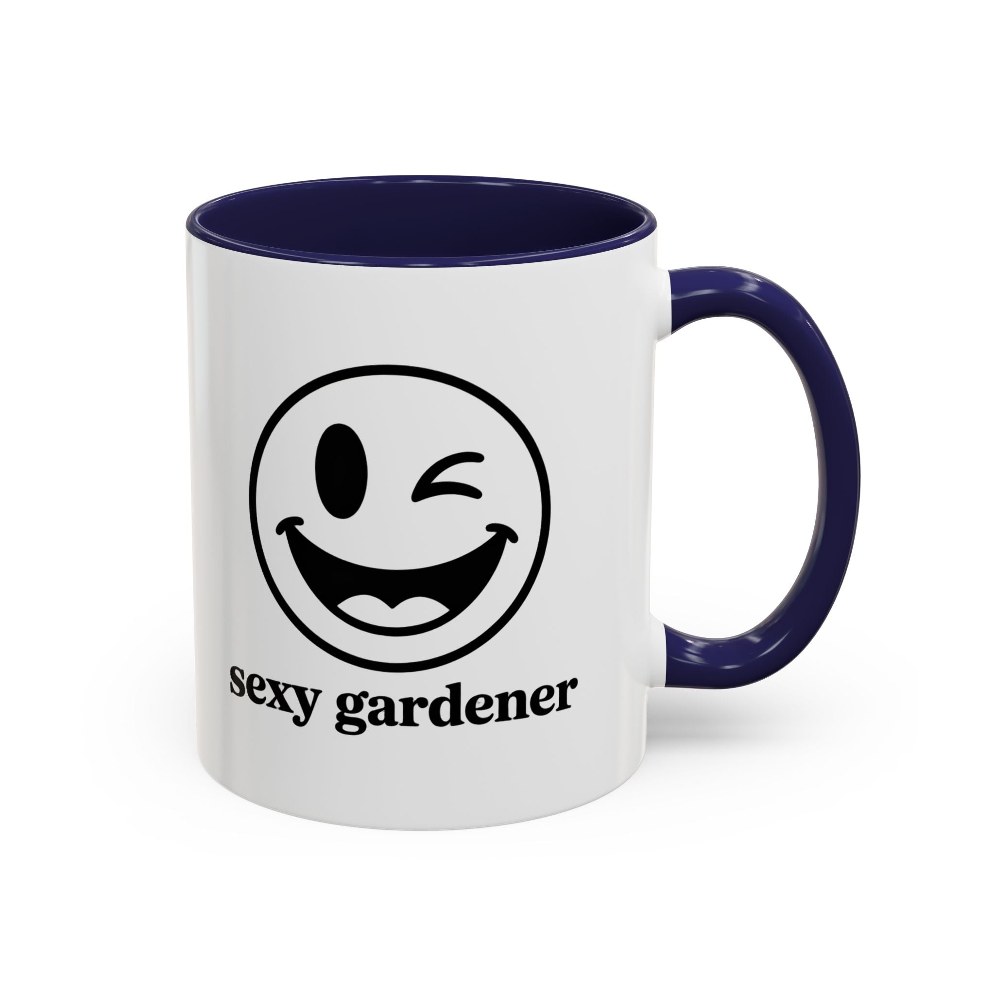 Sexy Gardener Accent Coffee Mug — Winking Smiley Plant Lover Gift (11/15oz)