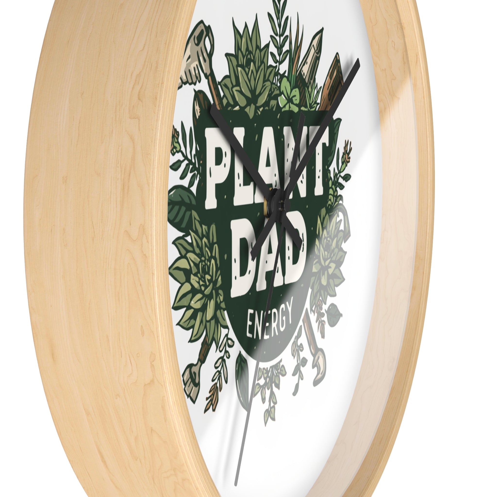 Plant Dad Energy Wall Clock — Botanical Succulent Garden Clock for Plant Lovers