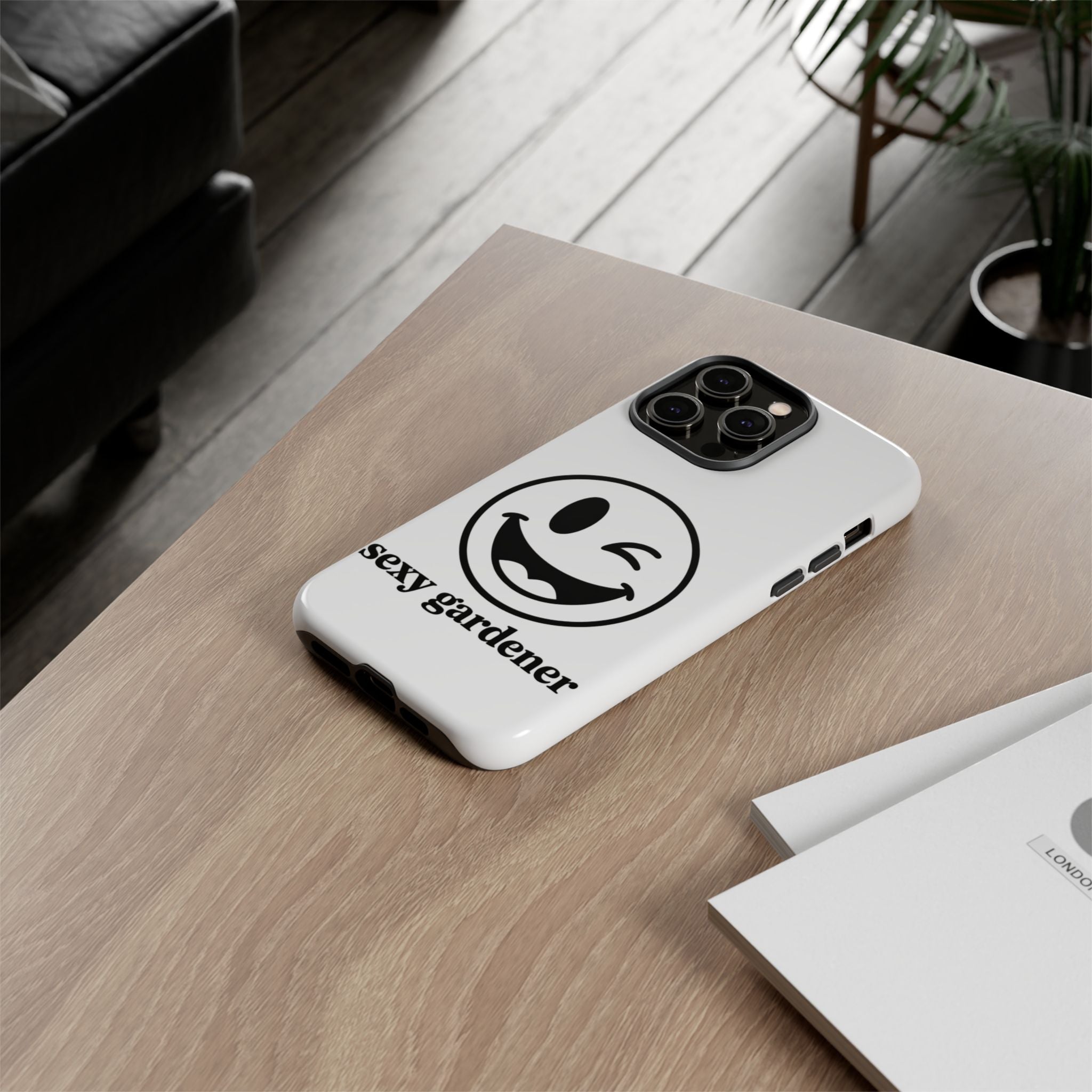 Phone Case — Winking Smiley “sexy gardener” Graphic