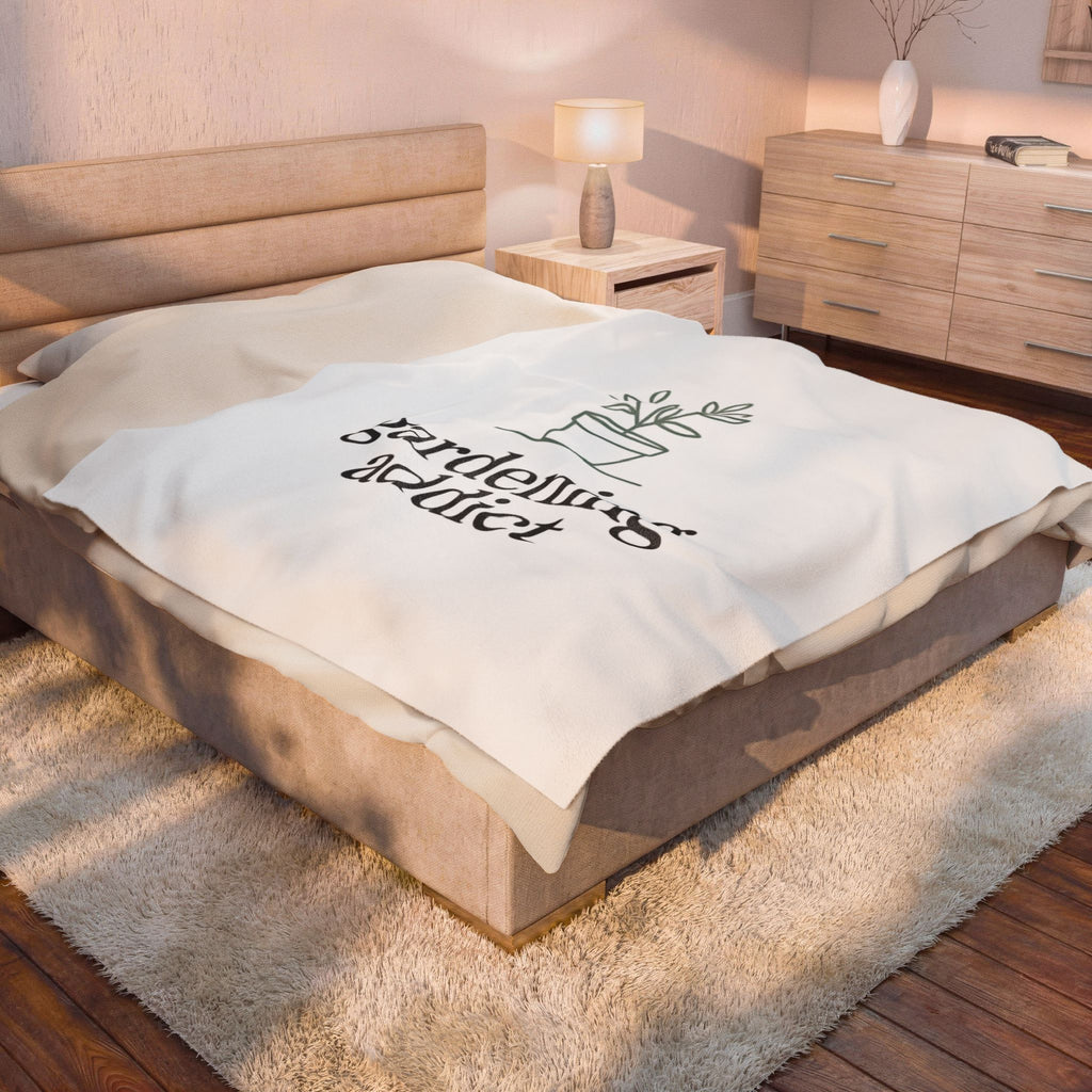 Gardening Addict Velveteen Plush Blanket — Cozy Plant Lover Throw