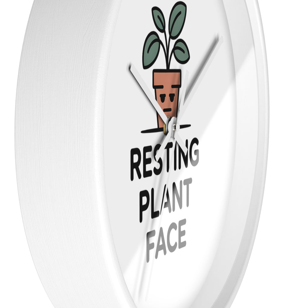 Resting Plant Face Wall Clock — Cute Plant Pot Decorative Clock for Plant Lovers