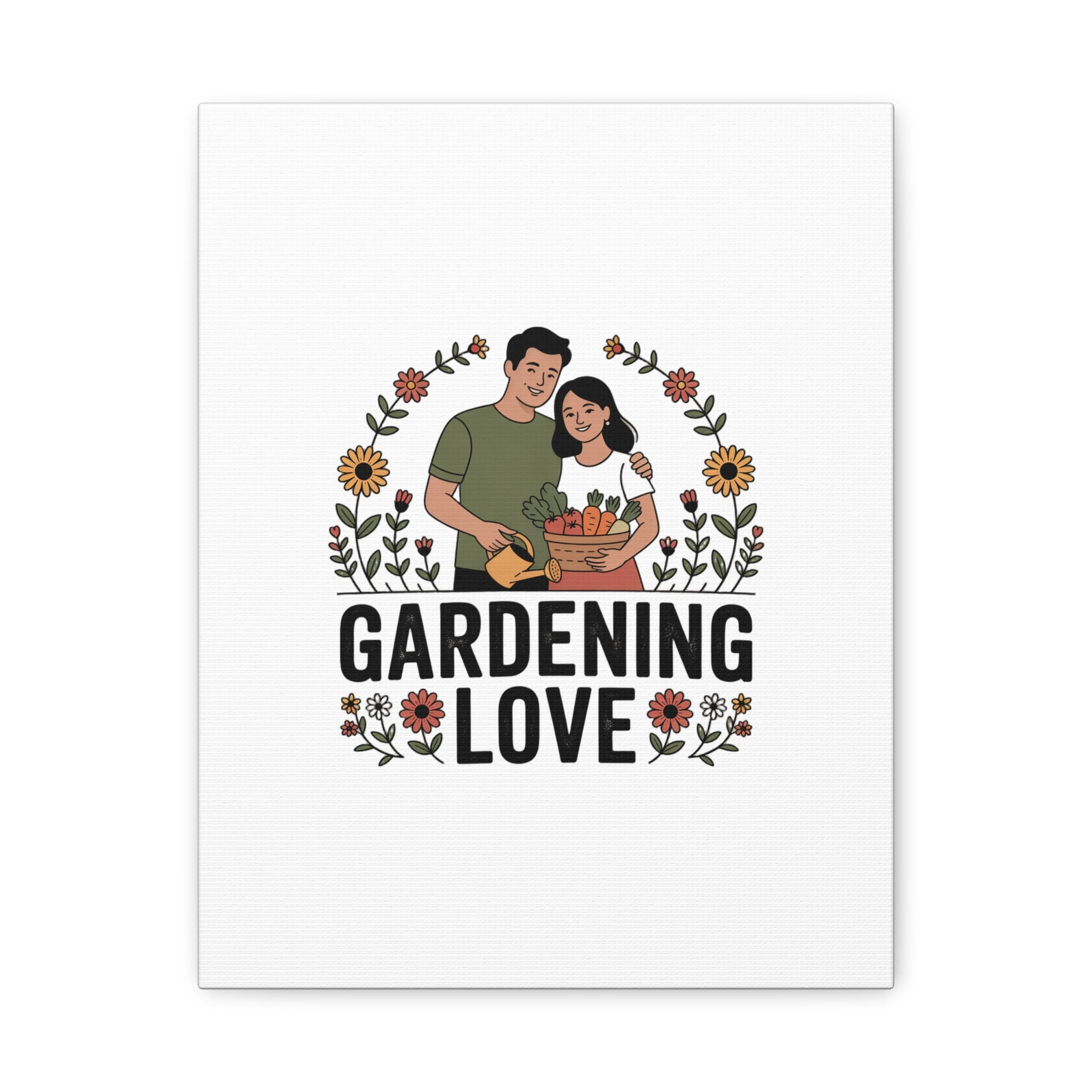 Gardening Love Canvas Print — Couple Gardening Wall Art