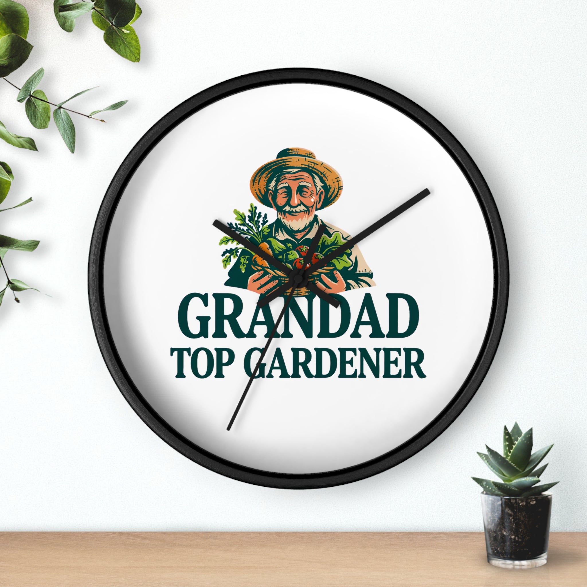 Grandad Top Gardener Wall Clock — Gift for Grandpa, Gardening Lover Decor