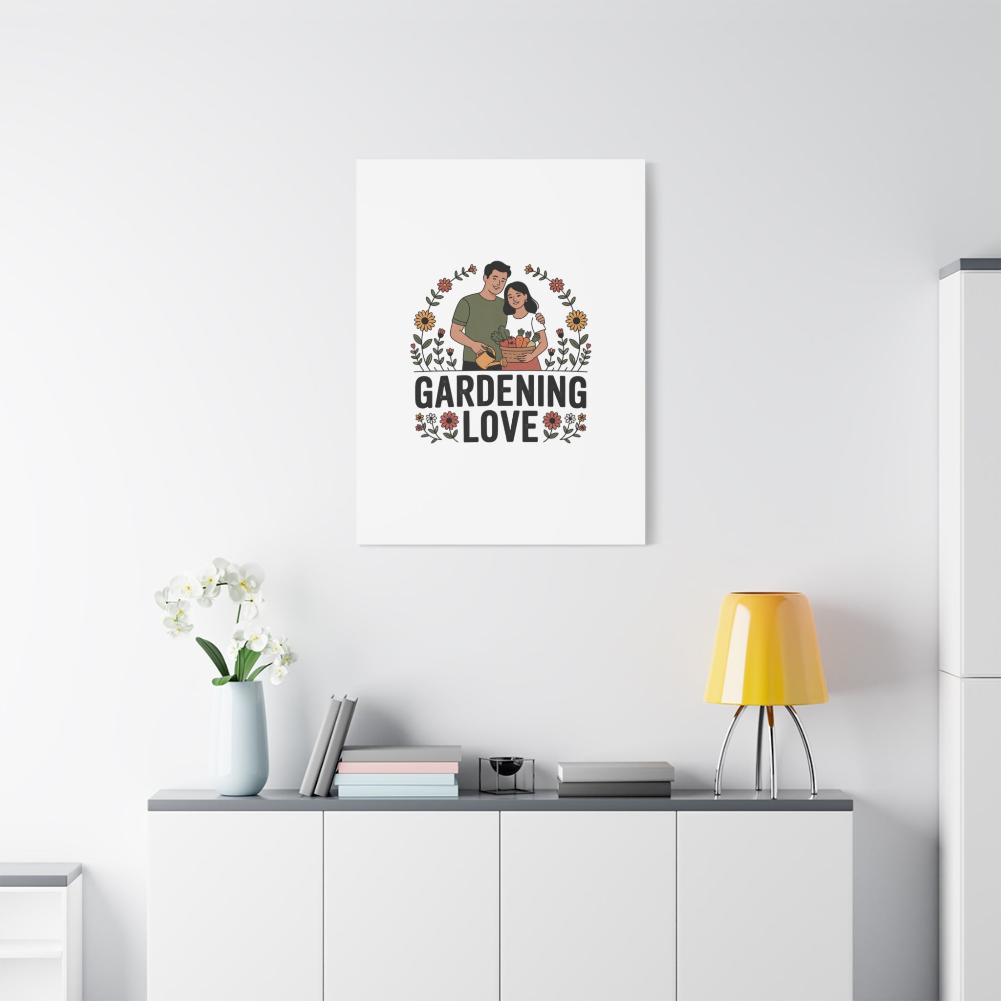 Gardening Love Canvas Print — Couple Gardening Wall Art