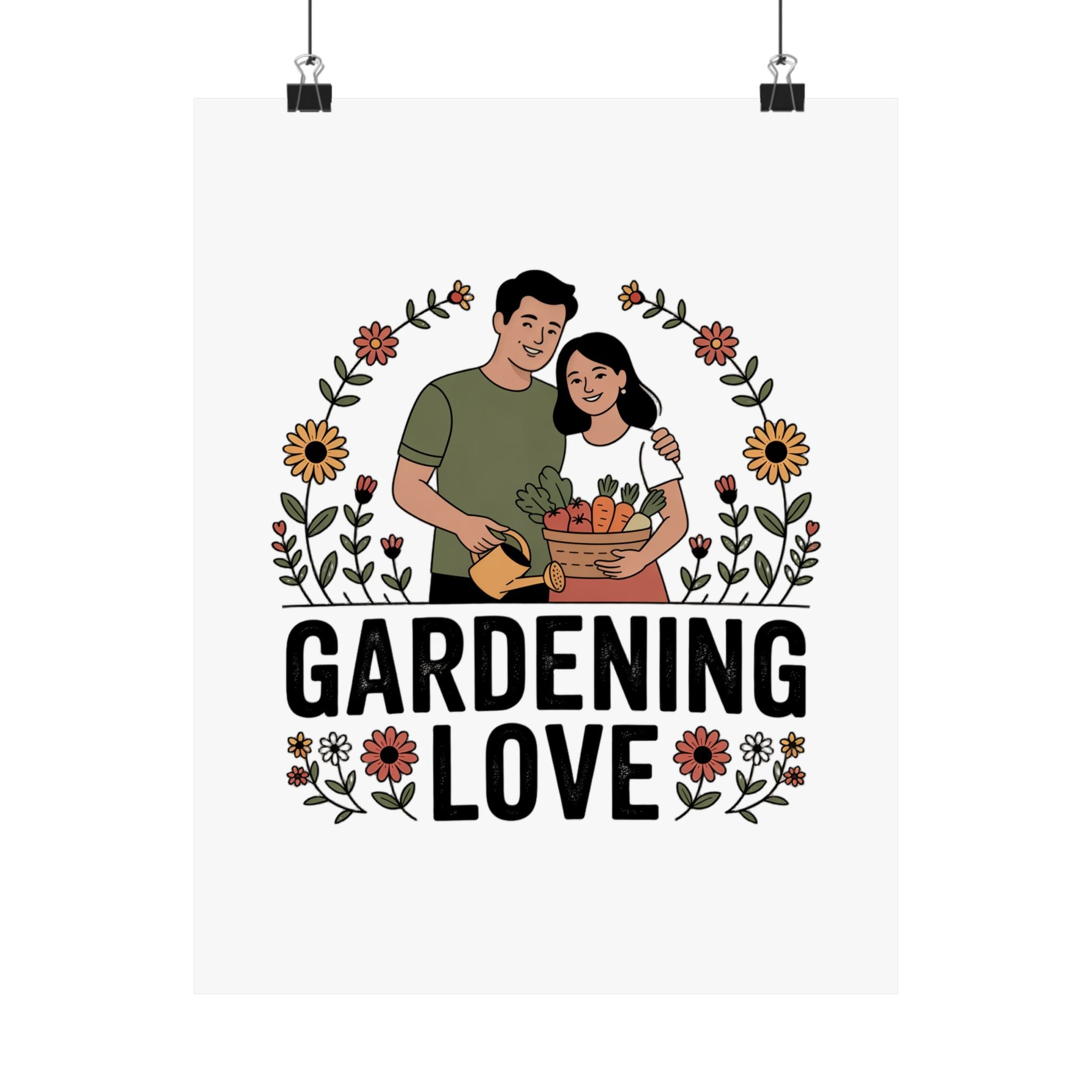 Gardening Love Poster — Couple Gardening Wall Art, Floral Botanical Print