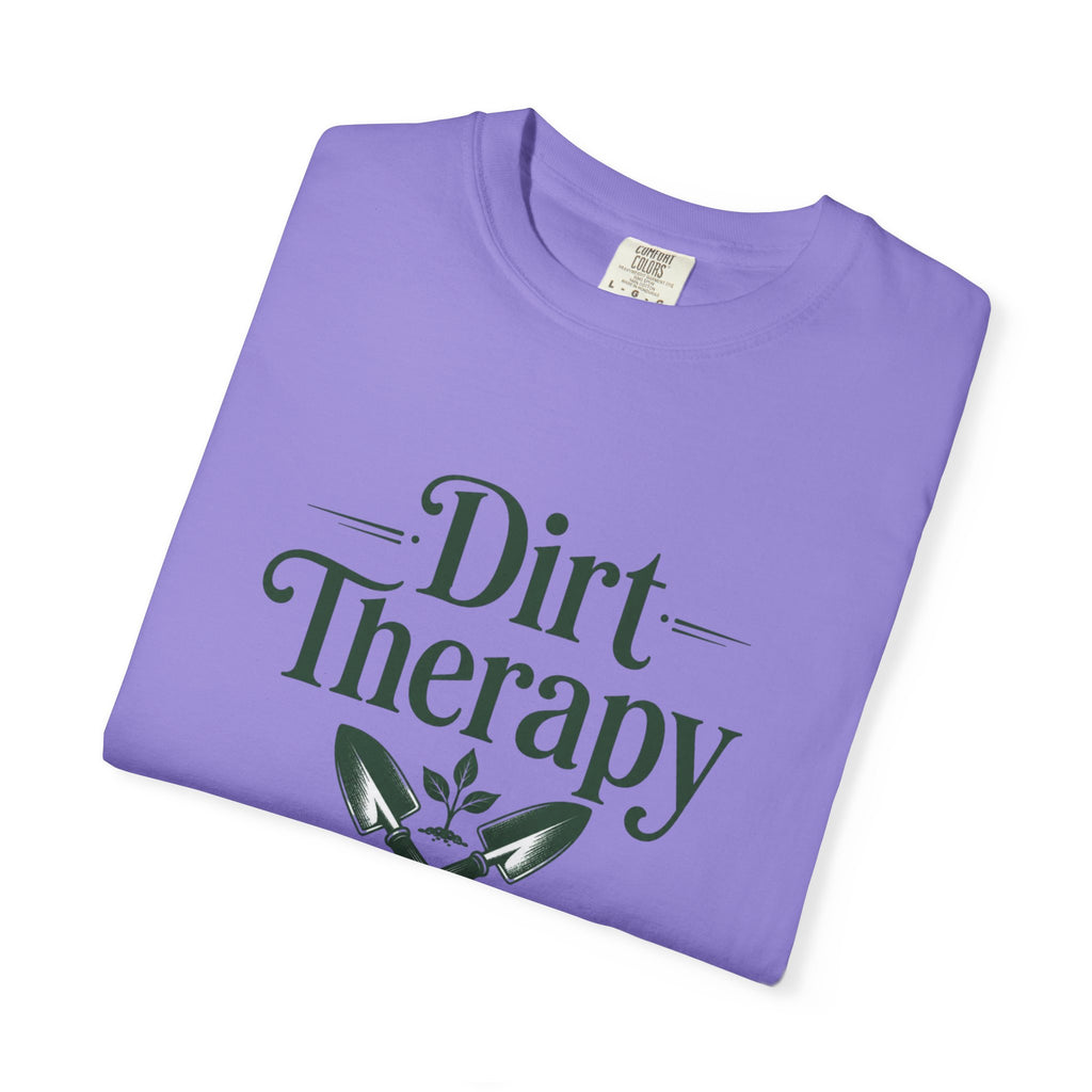 Dirt Therapy Garden T-Shirt — Gardener Shovel Floral Tee