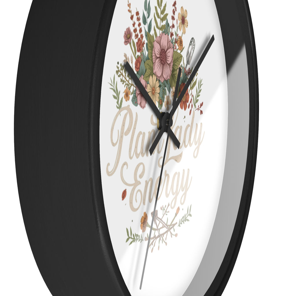 Plant Lady Energy Wall Clock — Floral Botanical Home Decor Gift