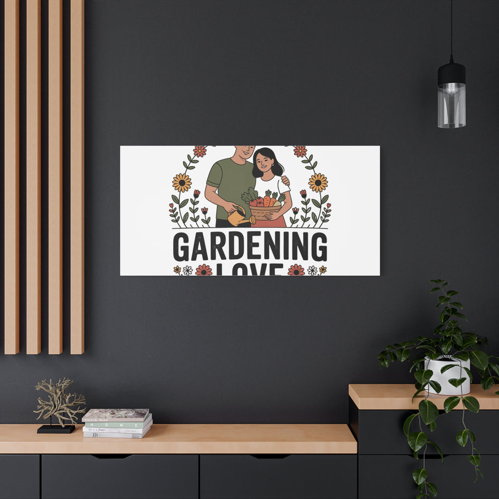 Gardening Love Canvas Print — Couple Gardening Wall Art