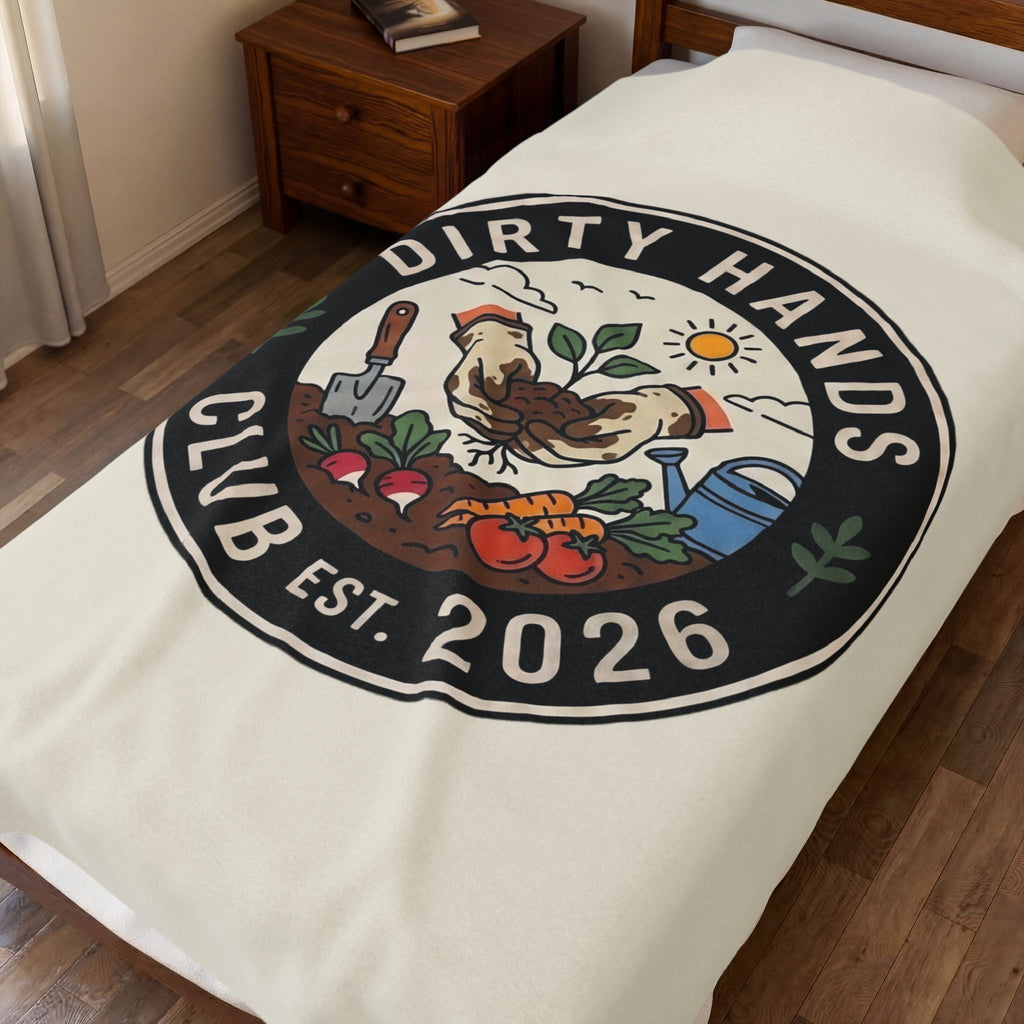 Velveteen Plush Blanket — "Dirty Hands Club Est. 2026" Gardening Throw