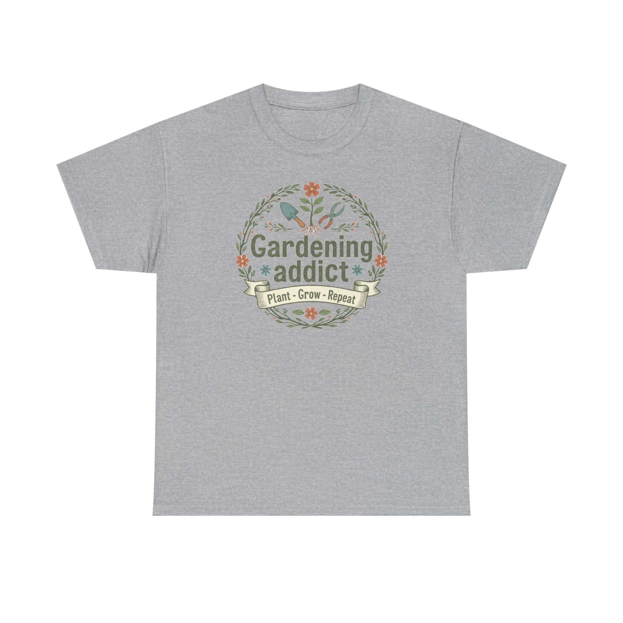 Gardening Addict T-Shirt — Plant Grow Repeat Floral Tee for Gardeners