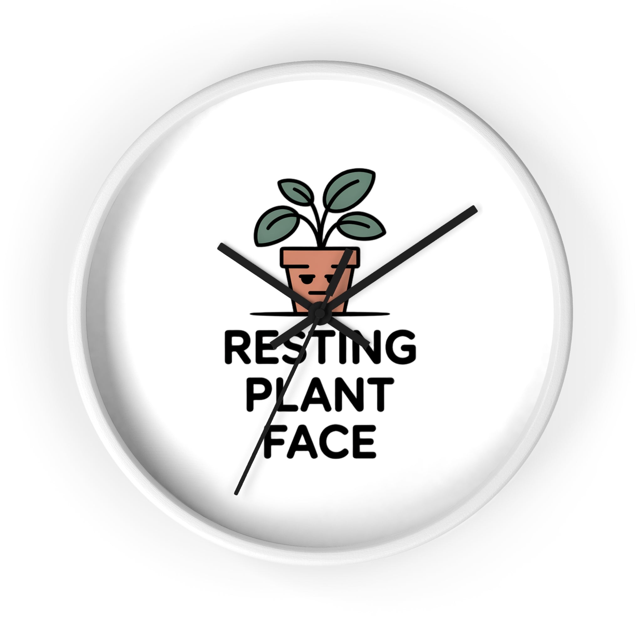 Resting Plant Face Wall Clock — Cute Plant Pot Decorative Clock for Plant Lovers