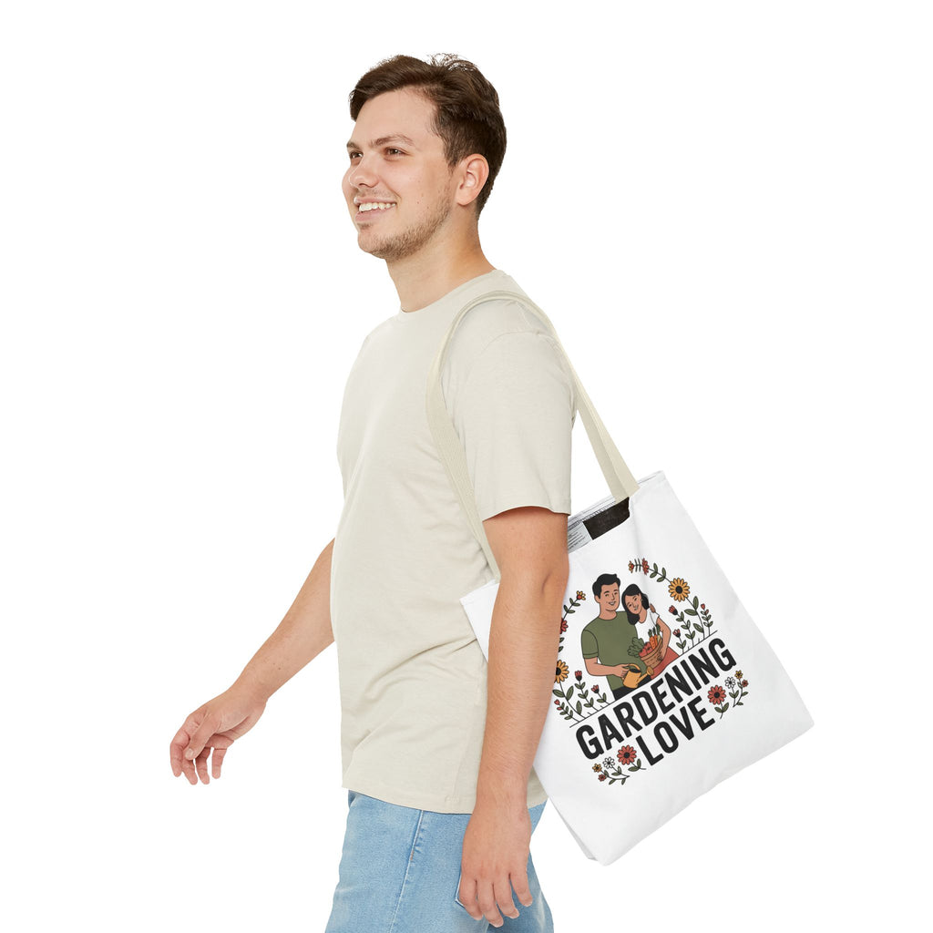 Gardening Love Tote Bag — Floral Couples Gardeners Market Bag