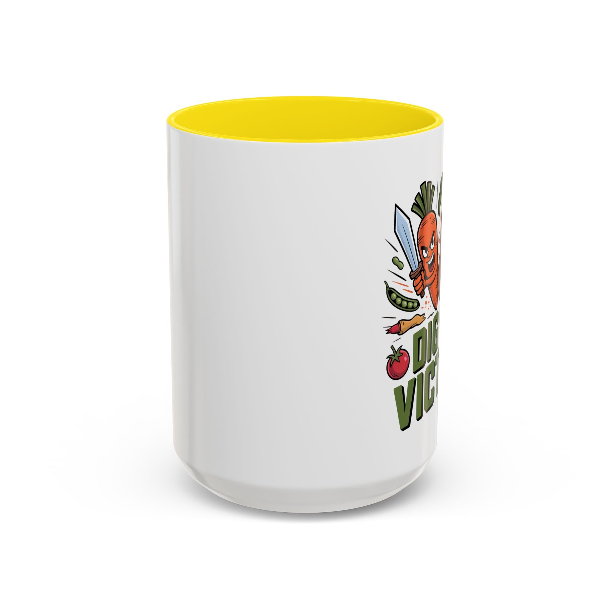 Dig For Victory Coffee Mug — Garden Veggie Cartoon Accent Mug (11/15oz)