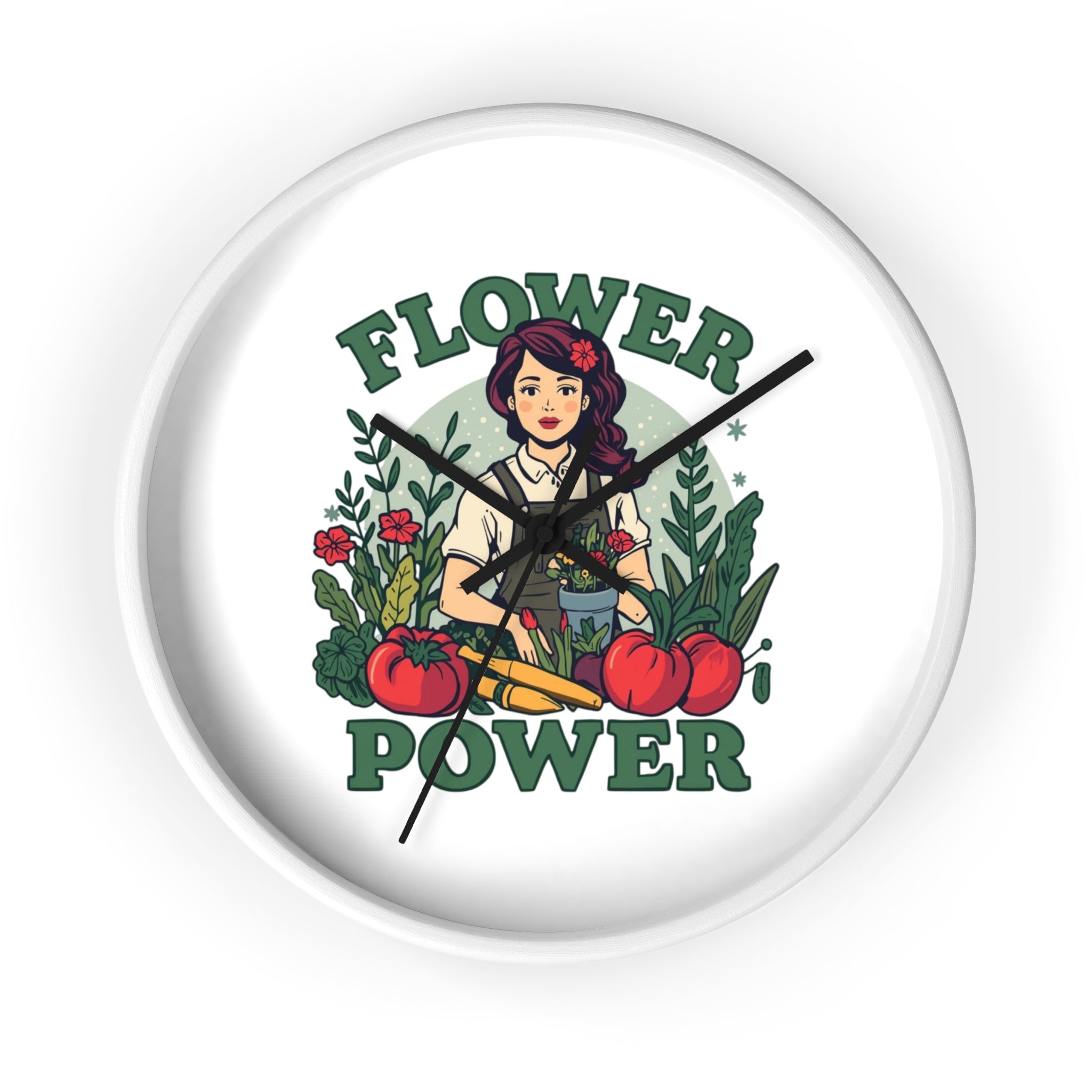 Flower Power Wall Clock - Vintage Garden Decor for Plant Lovers