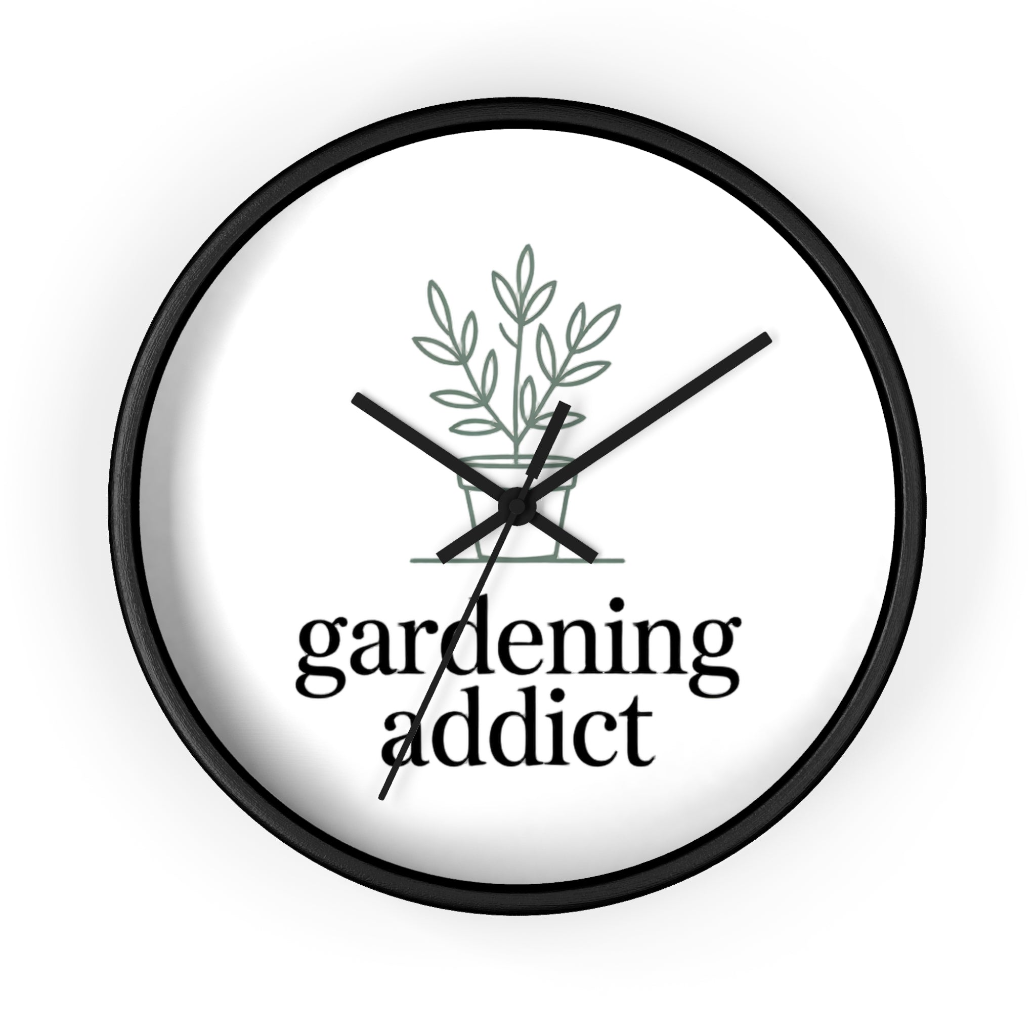 Gardening Addict Wall Clock — Minimal Plant Lover Decor