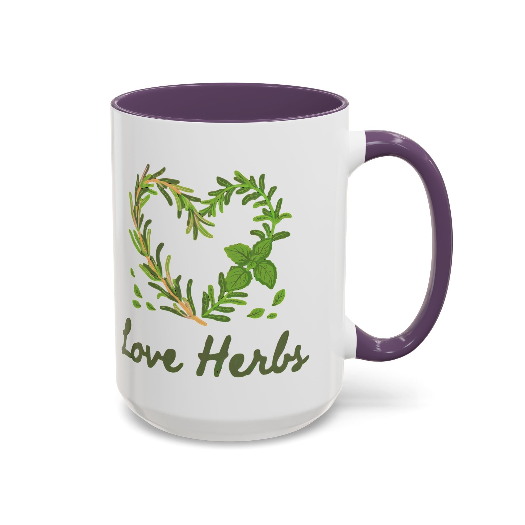 Herb Heart Accent Coffee Mug – “Love Herbs” Botanical Tea & Coffee Cup