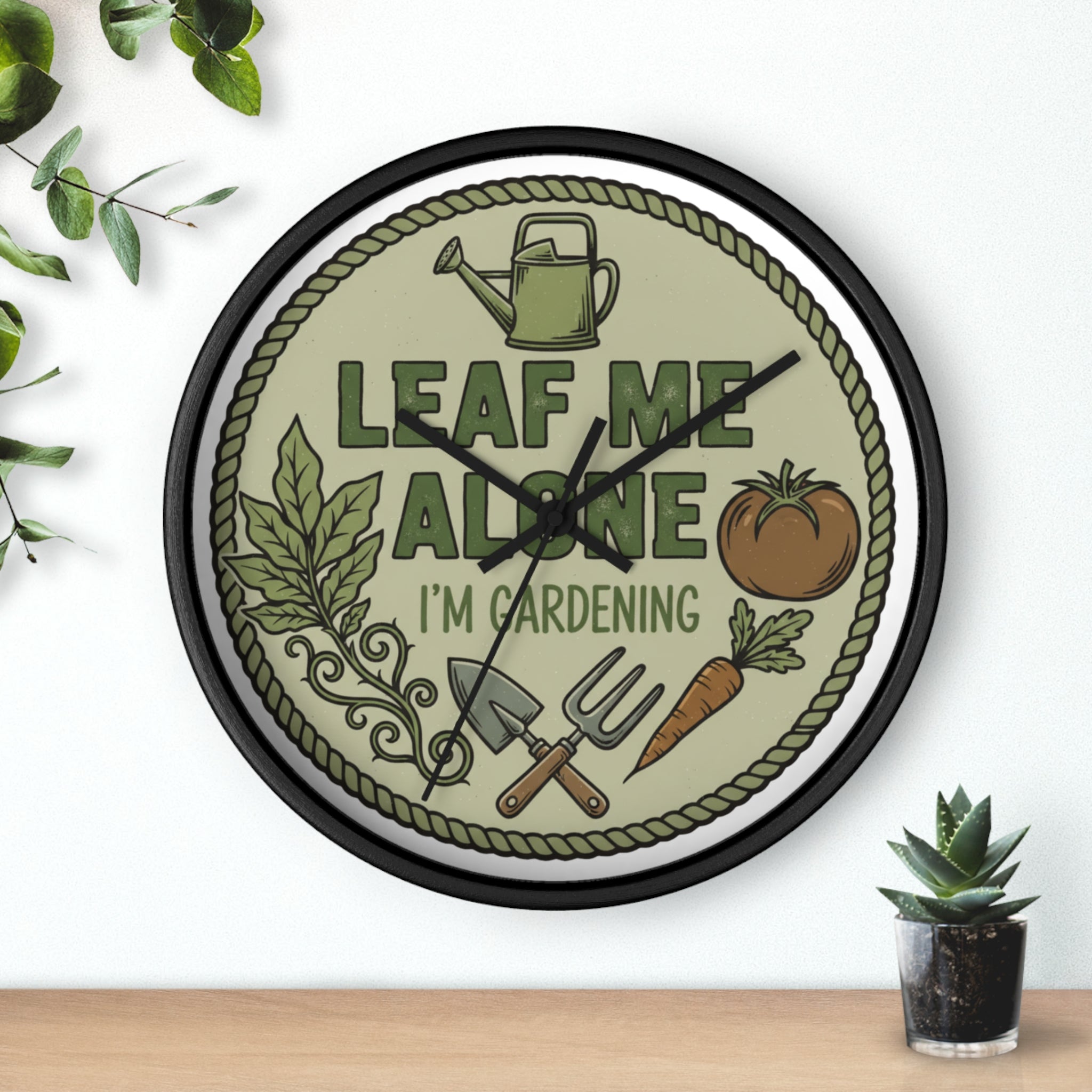Leaf Me Alone I’m Gardening Wall Clock — Funny Gardener Decorative Clock