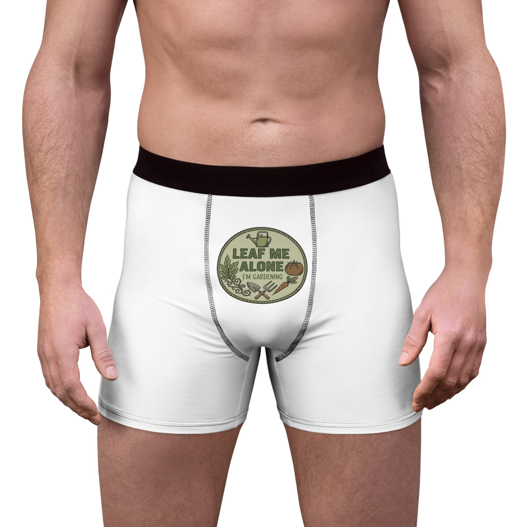 Boxer Briefs — "Leaf Me Alone" Gardening Badge Graphic