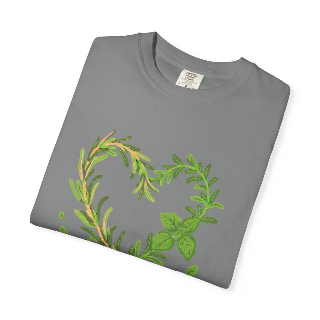 Herb Heart T-Shirt — "Love Herbs" Botanical Garden Tee for Plant Lovers