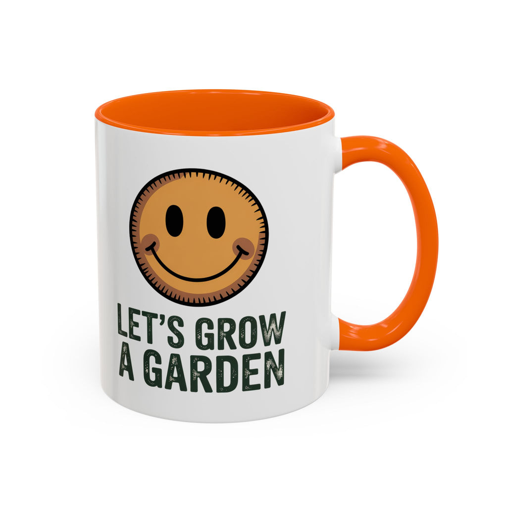 Let’s Grow a Garden Accent Coffee Mug — Smiley Seed Patch Design (11/15oz)