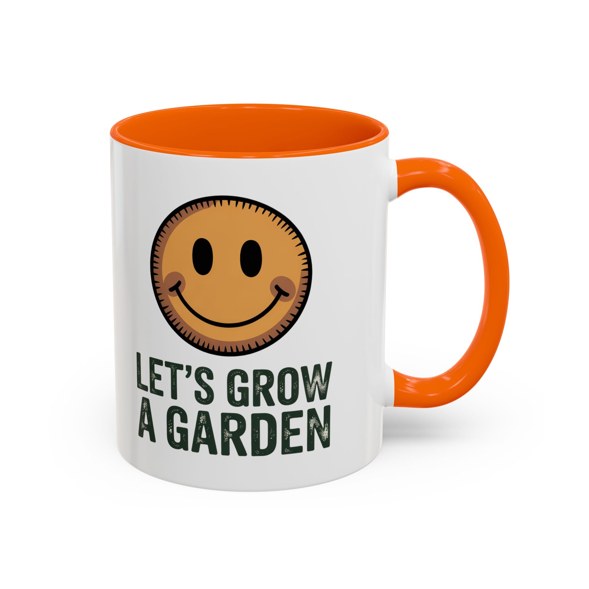Let’s Grow a Garden Accent Coffee Mug — Smiley Seed Patch Design (11/15oz)