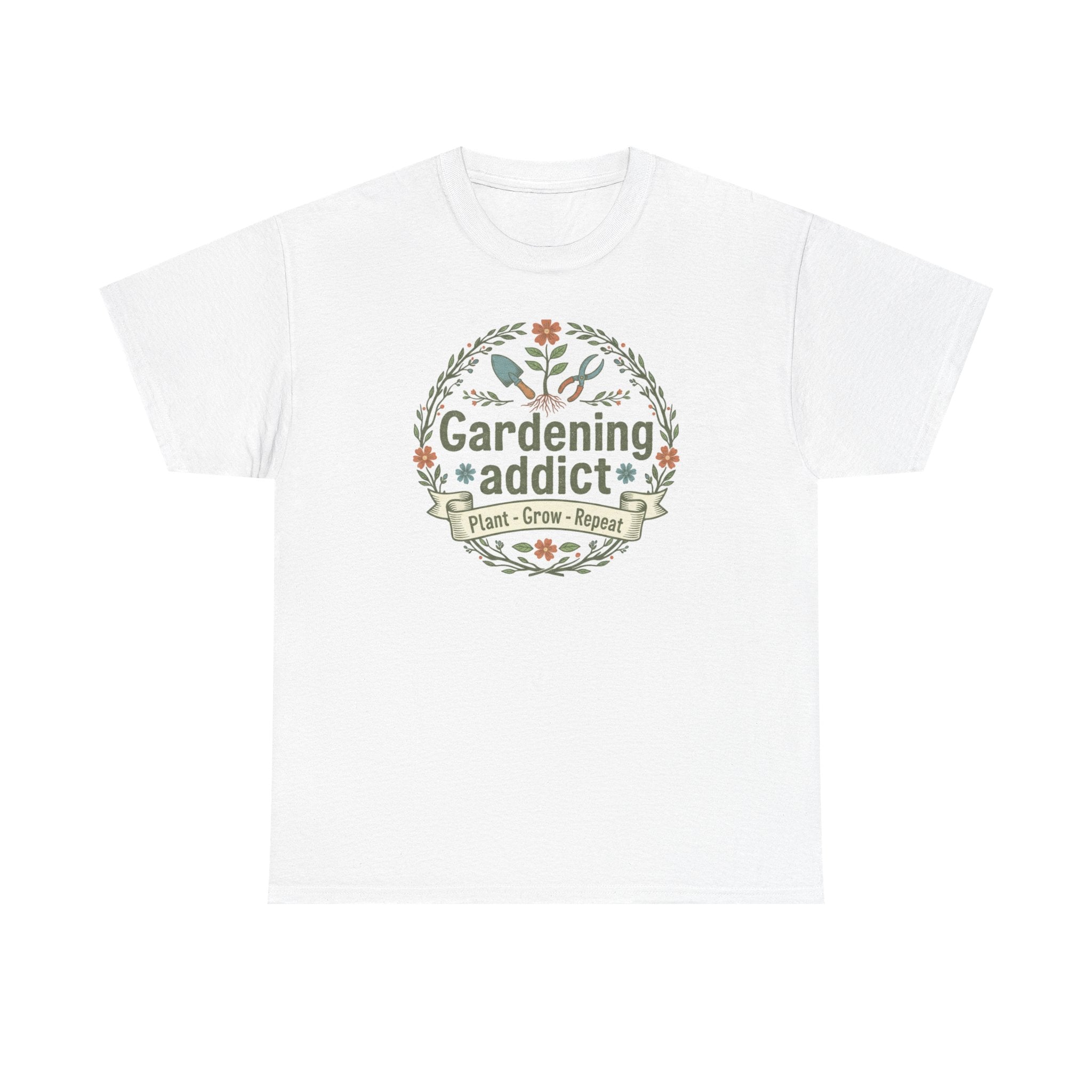 Gardening Addict T-Shirt — Plant Grow Repeat Floral Tee for Gardeners