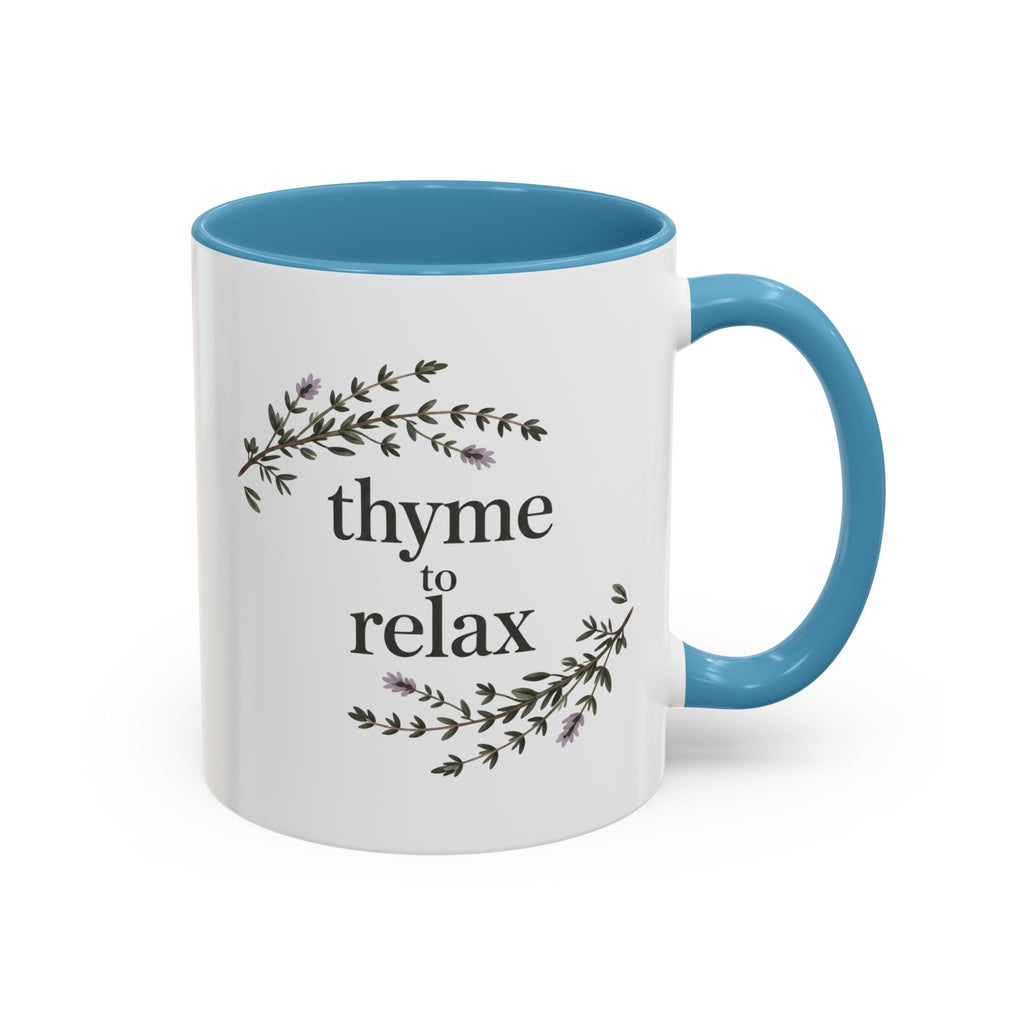 Thyme to Relax Accent Coffee Mug — Herbal Tea & Coffee Cup, Floral Kitchen Gift