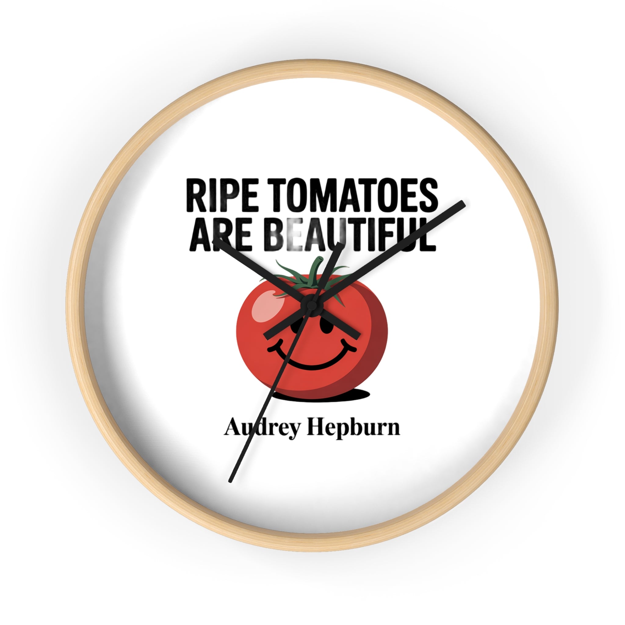 Wall Clock — "Ripe Tomatoes Are Beautiful" Audrey Hepburn Quote Clock