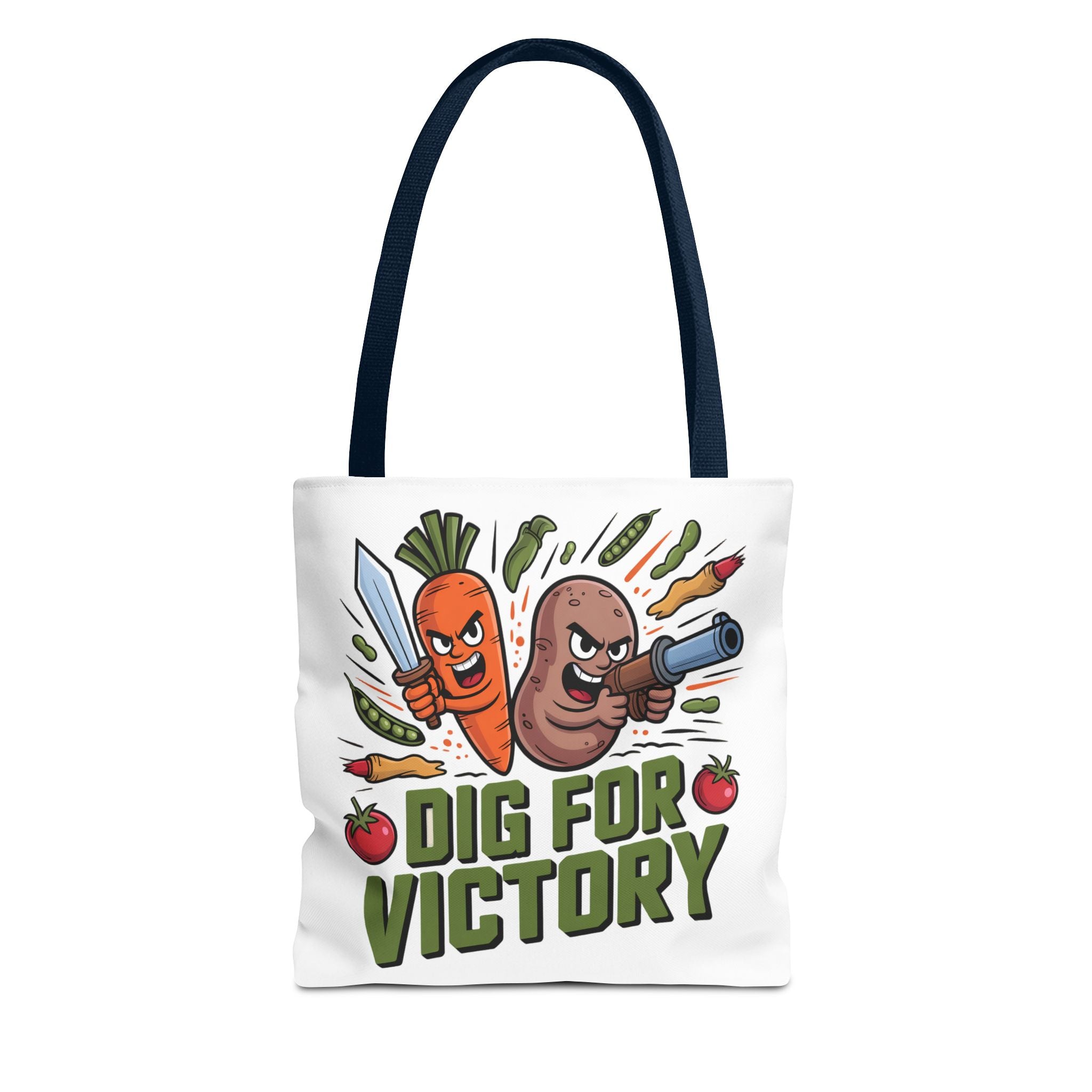 Tote Bag — "Dig for Victory" Garden Veggie Tote (Cute Carrot & Potato Illustration)