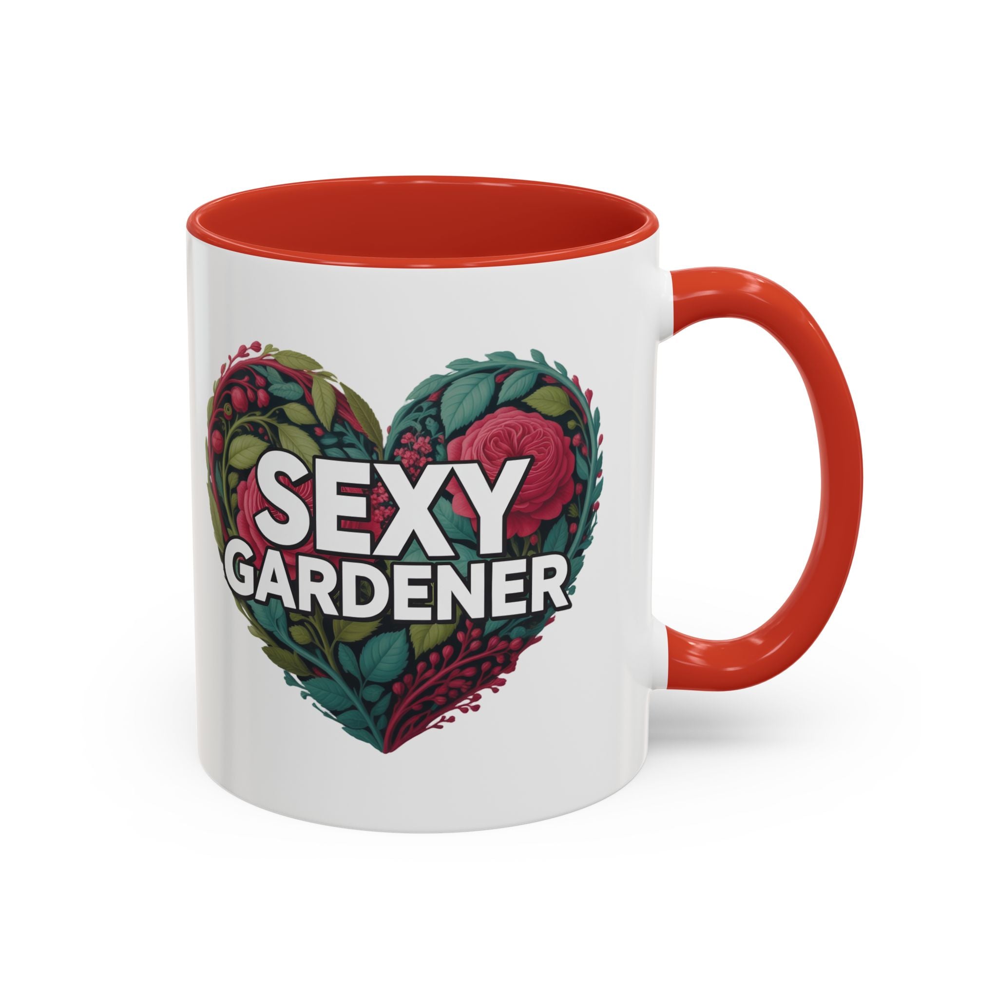 Sexy Gardener Accent Coffee Mug – Floral Heart Gardening Gift (11/15oz)