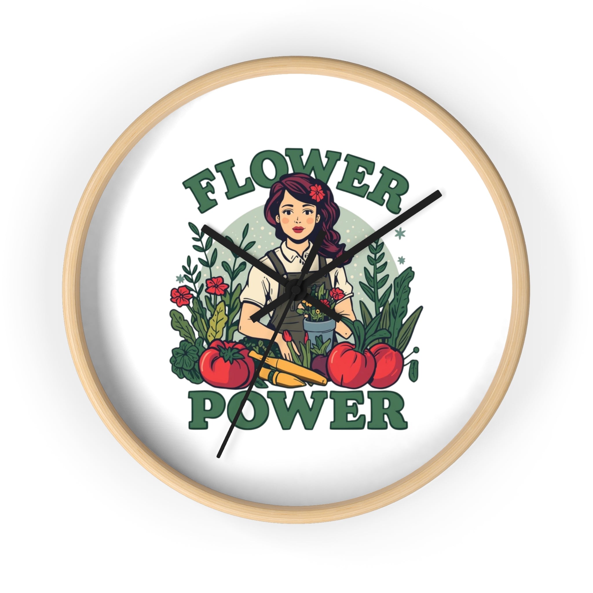 Flower Power Wall Clock - Vintage Garden Decor for Plant Lovers