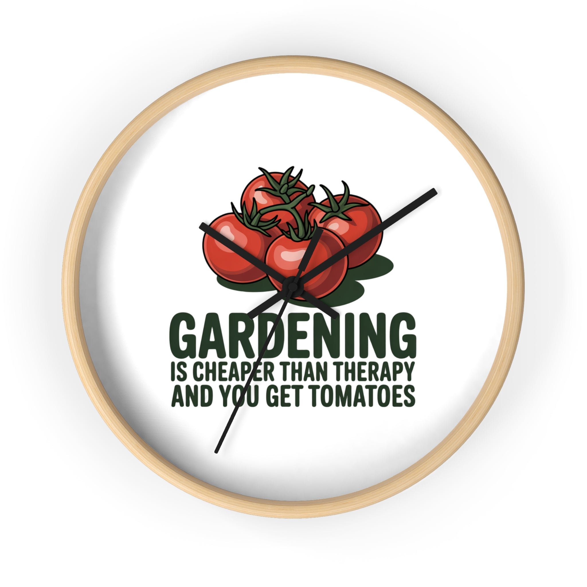Gardening Wall Clock — "Gardening is Cheaper Than Therapy and You Get Tomatoes" Decorative Clock for Gardeners