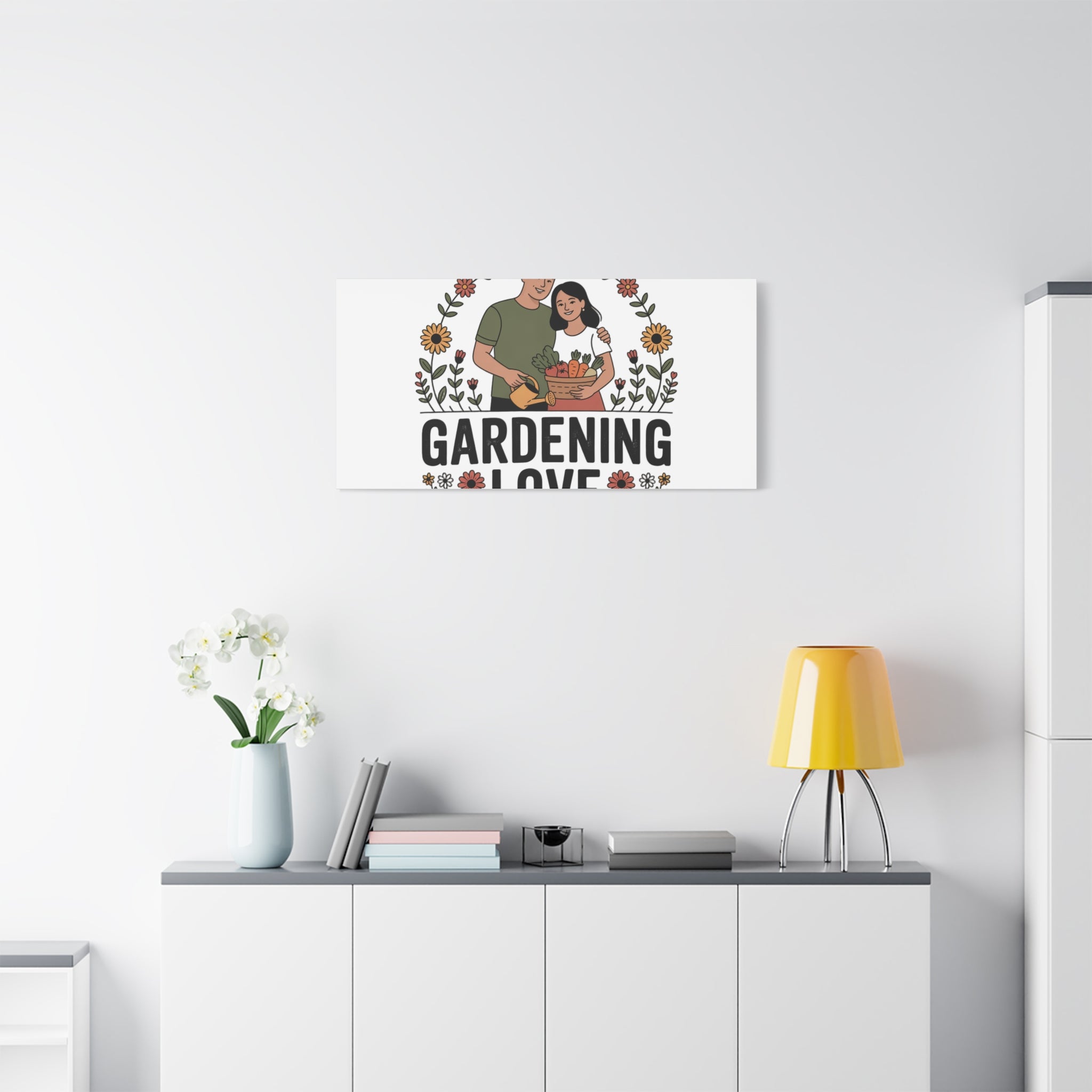 Gardening Love Canvas Print — Couple Gardening Wall Art